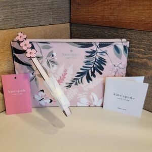Kate Spade Botanical Floral Leather Eli Wristlet In Cameo NWT